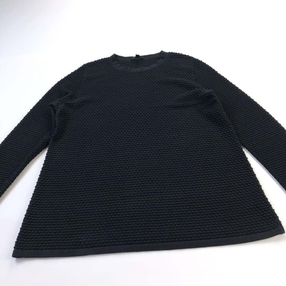 COS Large Women's Textured Polka Dot Crew Neck Stretch Pullover Sweater Black